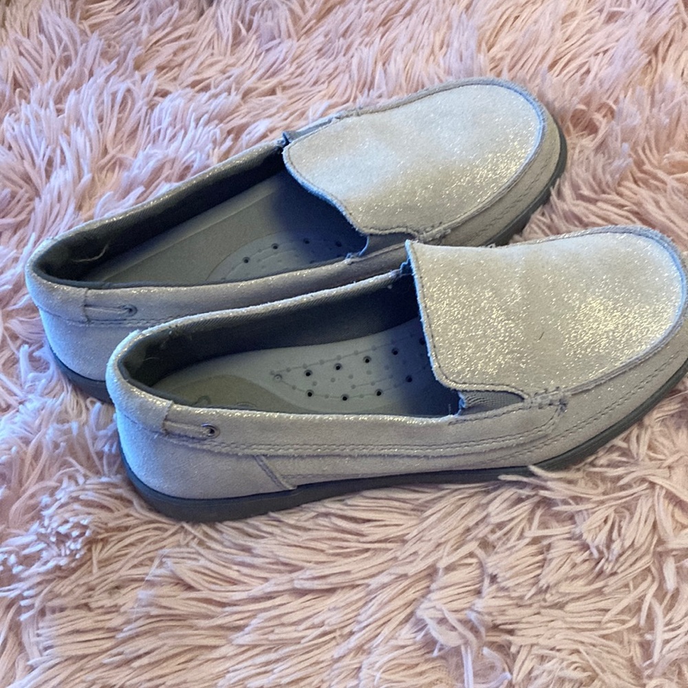 Size 7 sparkly croc slip-ons